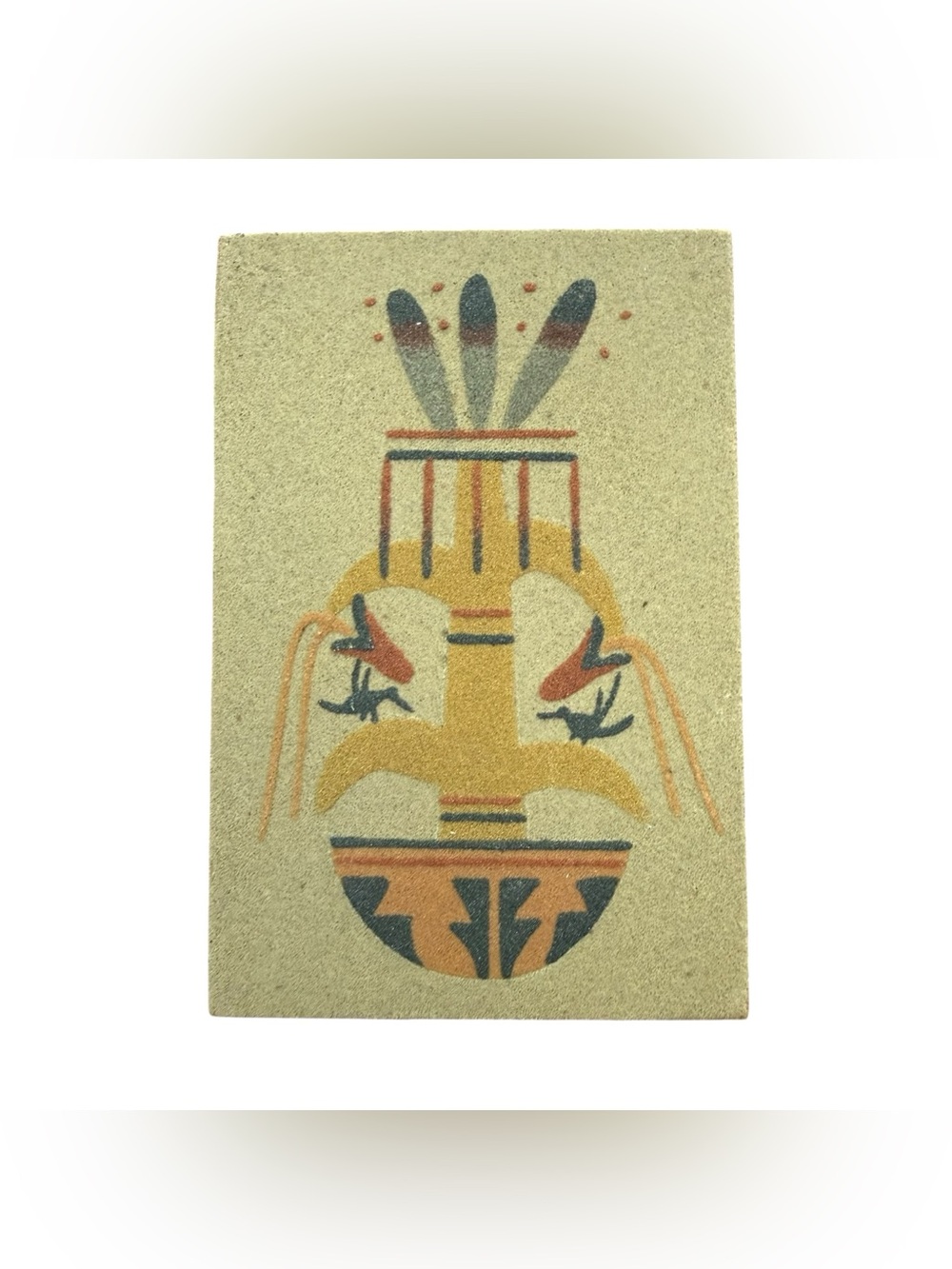 Vintage Navajo Native American Sand Painting Southwestern